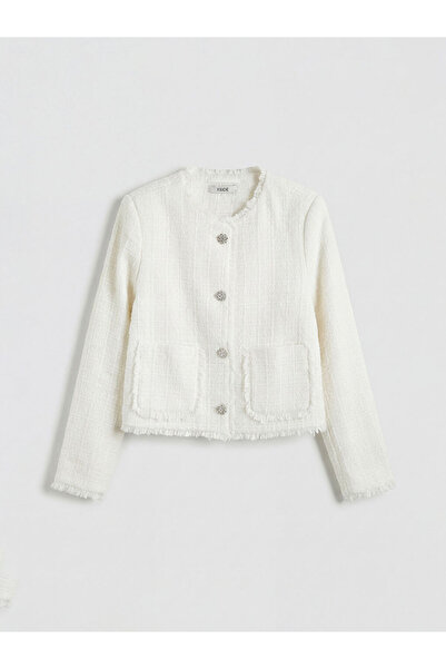 LC Waikiki XSIDE Ekru Bisiklet Yaka Kadın Tüvit Ceket