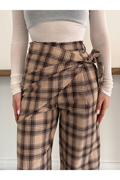 cottonage Women's Trend Plaid Shawl Pants