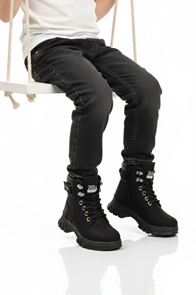 Aspor Black Emerald Fleece-Lined Boy's Worker Boots