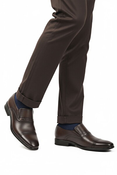 Aspor Brown Genuine Leather Laceless Men's Classic Shoes