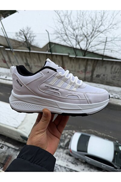 homiro Pantofi sport unisex cu talpă groasă - Alb Negru