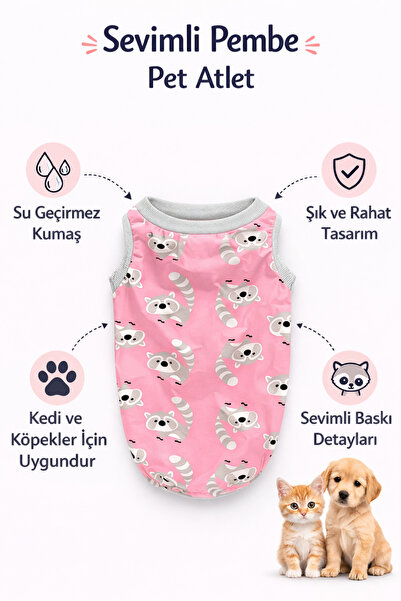 mardog Sevimli Desenli Kedi ve Köpek Atlet – Yumuşak Kumaşlı Pet Kıyafeti | K...