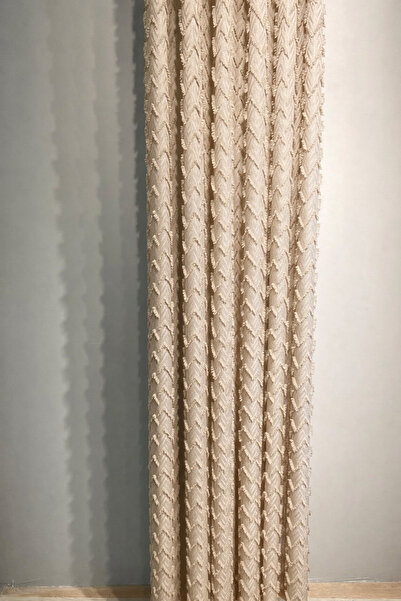 PerdeBurada ZigZag Ponpon Fon Tek Kanat Sık Pile Premium Kırışmaz Ütü İstemez