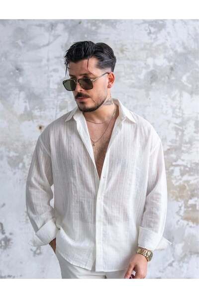 OUTFİT MAN Drapey Striped Shirt White