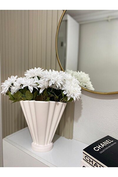 Tuge Home Cone Seramik Vazo –Kırık Beyaz