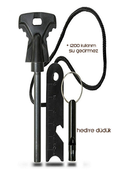 Tor Store Magnezyum Çubuğu Çakmaktaşı Ateş Başlatıcı Çakmak Kiti Düdük Hediye...