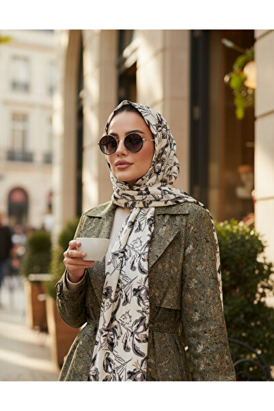 tuaipek شال قطني بنقشة زهور زاهية مقاس 75x185 سم