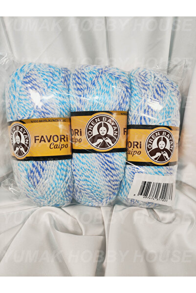 Ören Bayan FAVORİ CAİPO Mavi Ebruli El Örgü İpi (3 Adet) - Renk: 208