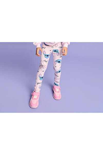 Lilo & Stitch Girls' long cotton tights, 104 CM Pink 3-4 years