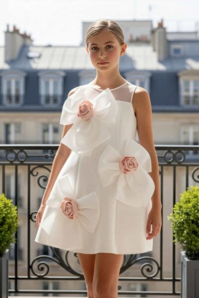 SIRRI Rochie de seara ecru pentru fete, pentru ocazii speciale si absolvire, ...