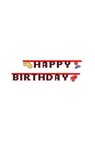 Procos Gaming Party Decorative Garland, Happy Birthday Sign FS, 2 m Red