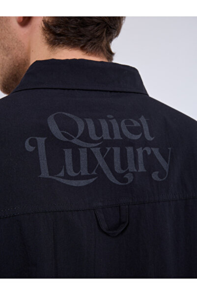 Chirkef Black Back Printed Linen Long Sleeve Shirt Luxury