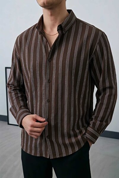 Wonraces Men's Half Oversized Comfortable Fit Stripe Patterned Summer Long Sl...