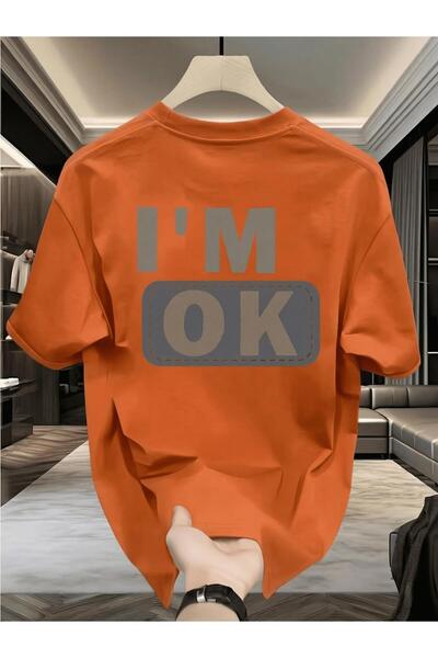 Oksit Unisex "I'M Ok" Printed Oversized Cotton T-Shirt - Special Design Patch...
