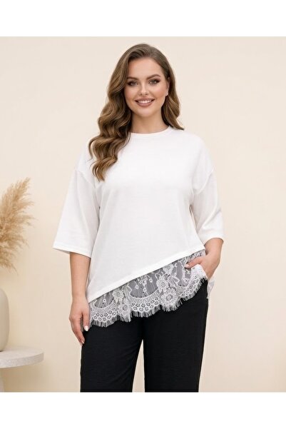 Butik Nilyam Γυναικείο μπλουζάκι μεγάλου μεγέθους με κοντό μανίκι, ύφασμα Mod...