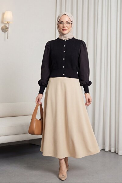 HİJABAYA Ποπλίνα Πλεκτή ζακέτα με Λεπτομέρεια στο μανίκι κουμπιά