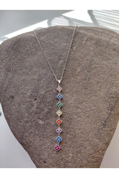 lavante butik kendini özel hisset Colorful Y Clover Steel Necklace