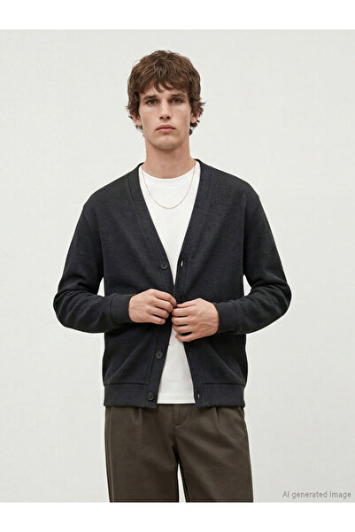 LC Waikiki كارديجان تريكو رجالي من أنثراسايت ستاندرد فورم