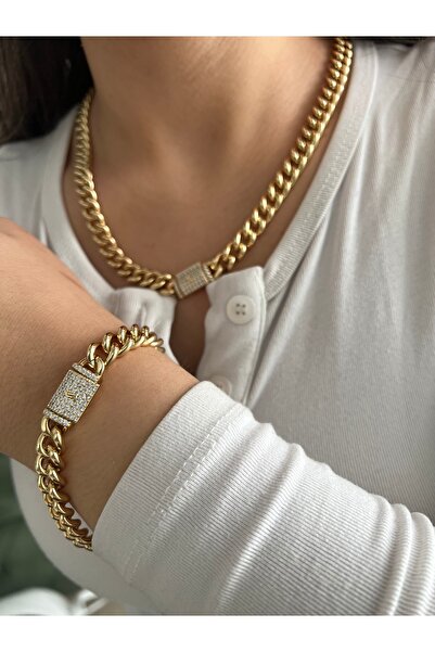BusradanDesign 14K Altın Kaplama Xuping Gurmet Zincir Kolye Bileklik Set - Ta...