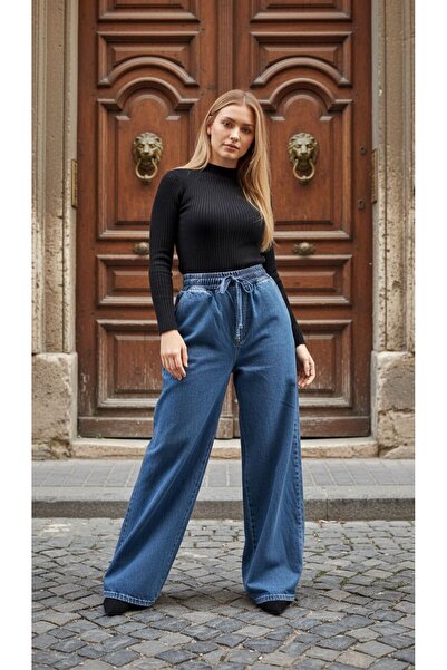 geenz manifacture Kadi svetloplava elastična čipka za struk Sa džepovima širo...