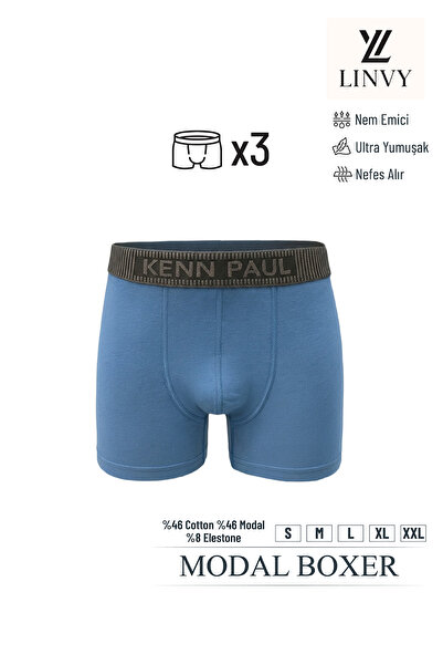 Erkek Modal Boxer | Ultra Yumuşak, Nefes Alan, Nem Emici, Esnek ve Günlük İç Giyim 3'lü paket