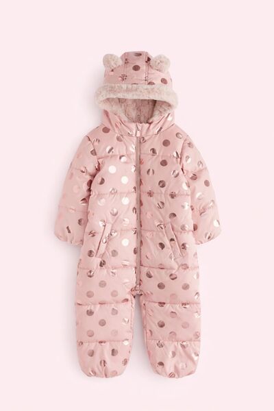 Next Baby Pembe Polar Astarlı Kar Tulumu ( Kendinden Ayaklı)