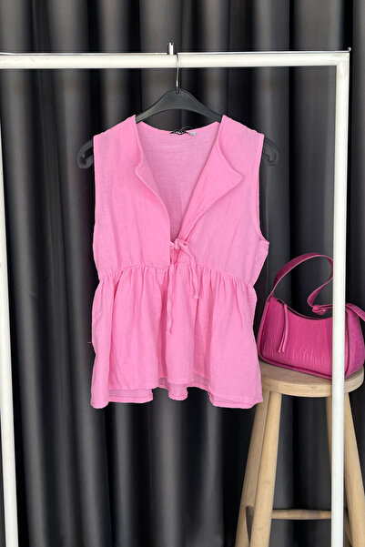 Noa&Noa بلوزة من الموسلين بتفاصيل دانتيل وياقة على شكل حرف V - وردي وردي