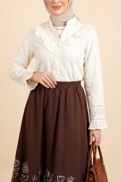 HİJABAYA Πουκάμισο με κεντημένα μανίκια και γιακά Με βολάν Κεντητό από ύφασμα...