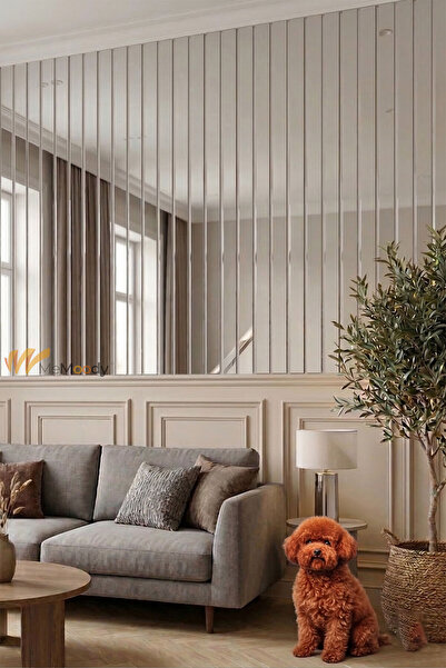 Memoody Dekoratif Yapışkanlı Şerit Pleksi Gümüş Ayna 5 Adet 5x120cm