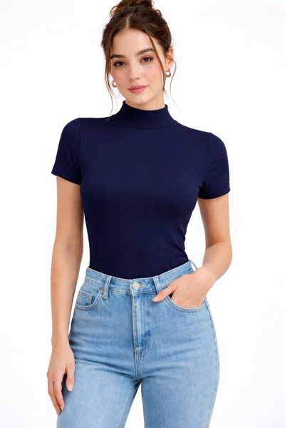 RDK Giyim Γυναικείο κοντομάνικο μισό φορμάκι από ύφασμα βισκόζης Fisherman