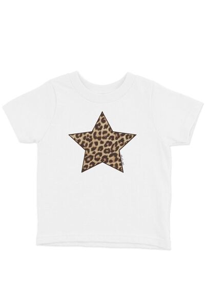 Bravebell تي شيرت نسائي أبيض بتصميم نجمة الفهد مطبوع