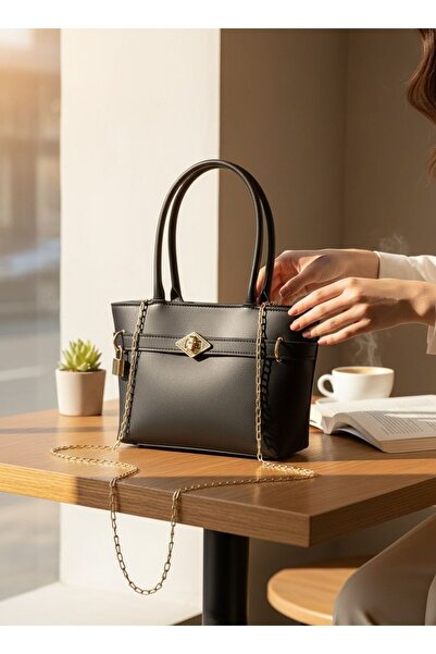 ROYAL LADYS Geantă de umăr pentru femei cu detaliu lanț – căptușită, cu închi...