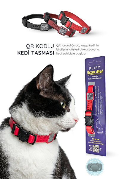 QR Kodlu Kedi Tasması. Safety Click Özellikli, Kaçma Riskine Karşı Bilgi Eklenebilen Tasma