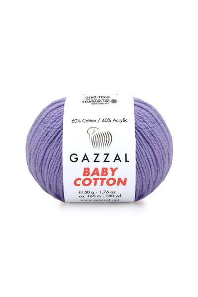 Gazzal Baby Cotton El Örgü İpliği 50gr 3420 Mor - 1 ADET