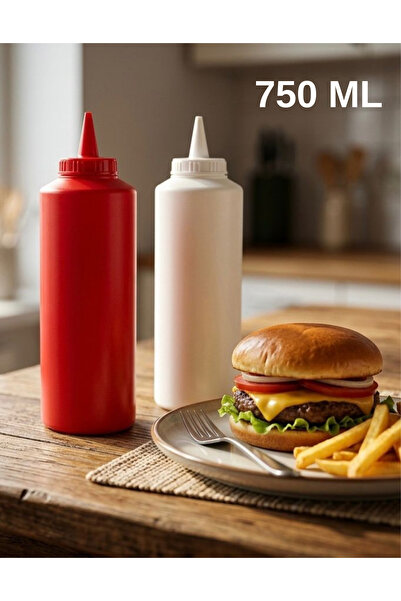 GastroPlast 750 ml Ketchup & Mayonnaise Sauce Bottle with Lid - Leak-Proof Sa...