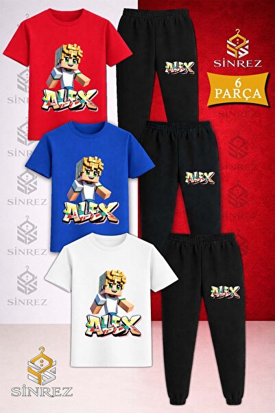 SİNREZ Set de trening pentru copii ALEX SARI NOU, imprimat, 3 piese, cu tricou