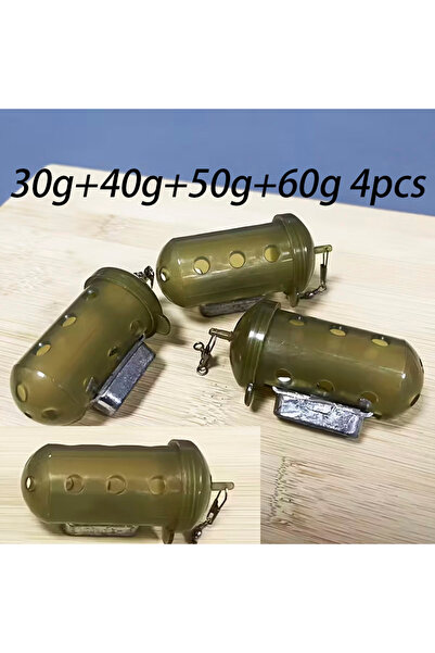 Choice11 قفص طعم صيد أسطواني من كيو، 4 قطع، بأحجام 30G و40G و50G و60G، مزود ب...