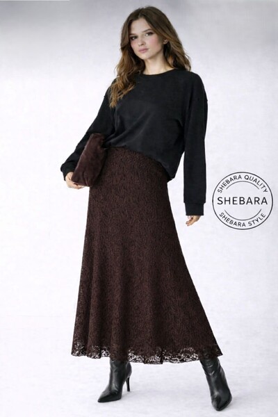 SHEBARA Čipkana suknja visokog struka, elastična i udobna