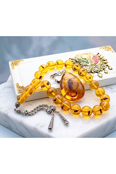 kral hediyelik Karınca akrep kehribar tesbıh anahtarlık akrep sertifika lı ko...