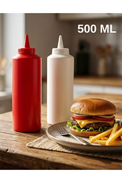 GastroPlast 500 ml Ketchup & Mayonnaise Sauce Bottle with Lid - Leak-Proof Sa...