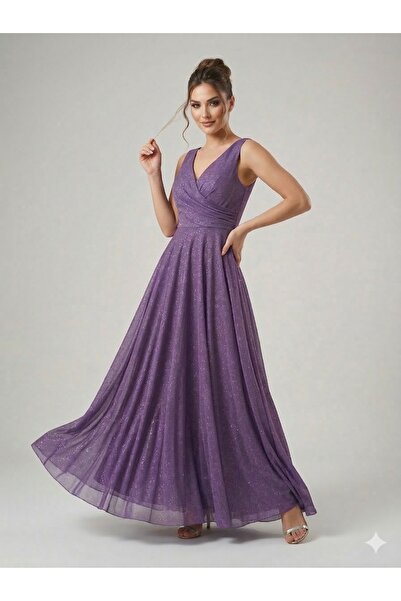 centilmen DORİDORCA V Yaka Simli Abiye Elbise 6111