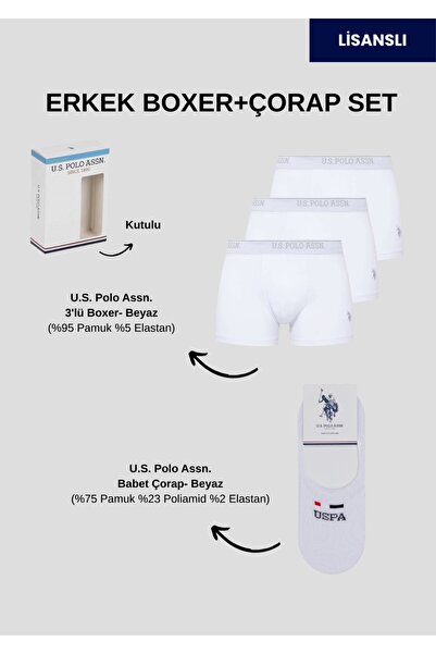 U.S. Polo Assn. Set șosete pentru bărbați, Licențiat, USPA, boxeri +