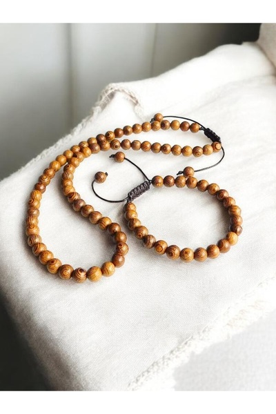 The Magıc of Healıng Odun Jasper Natural Stone Macramé Bracelet Necklace Set