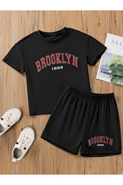 SVART WEAR Μπρούκλιν 1898 με τύπωμα Παιδικό μπλουζάκι και σορτς σετ συνδυασμο...