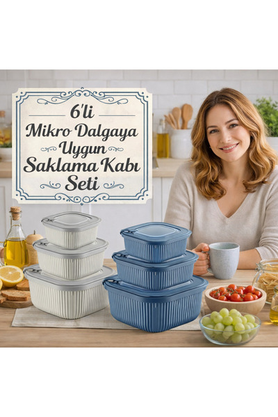 PONÇİK STORE 6-Piece Storage Set with Silicone Lids and Air Release Compartme...