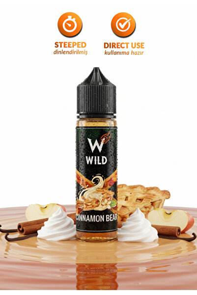 WILD Cinnamon Bear 60ml/3mg Premium Likit Aroma - Elmalı Turta, Tarçın, Krema...