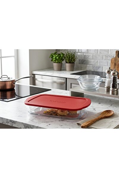 Borcam 1 Piece Rectangular Plastic Container with Lid 3850 Cc Pot & Storage C...