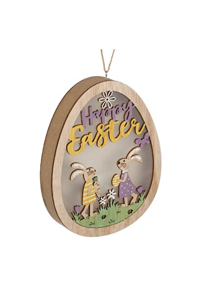 OEM Decoratiune din Lemn de Paste Ou Iepuras cu 6 LED-uri 16x3x20cm