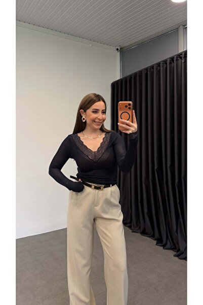 elif teke Dlv Cashmere Lace Li Bluz Navy Blue