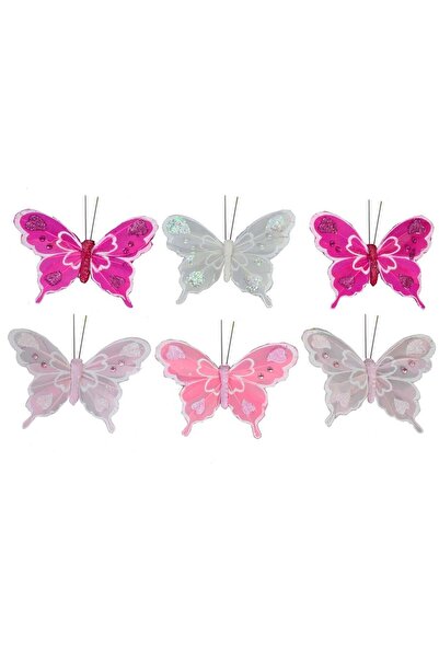 OEM Fluturi Decorativi Roz pentru Perdele 10cm - 6 buc